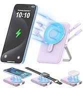 Wireless Portable Charger 10000mAh,3-in-1 Magnetic Power Bank with Built-in Cables LED Display,22...