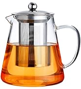 PARACITY Glass Teapot Stovetop 18.6 OZ, Borosilicate Clear Tea Kettle with Removable 18/8 Stainle...