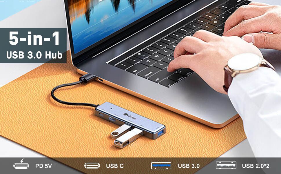 powered usb 3.0 hub with usb c power.data port