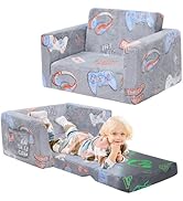 ILPEOD Toddler Chair Comfy, Game Kids Couch, 2-in-1 Soft Toddler Couch Fold Out, Convertible Sofa...