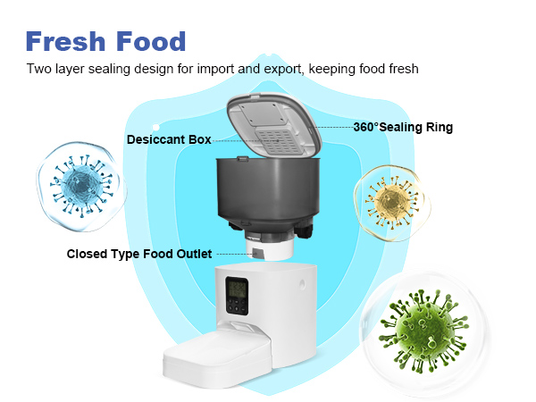 automatic cat feeder with two layer sealing design to keep food fresh