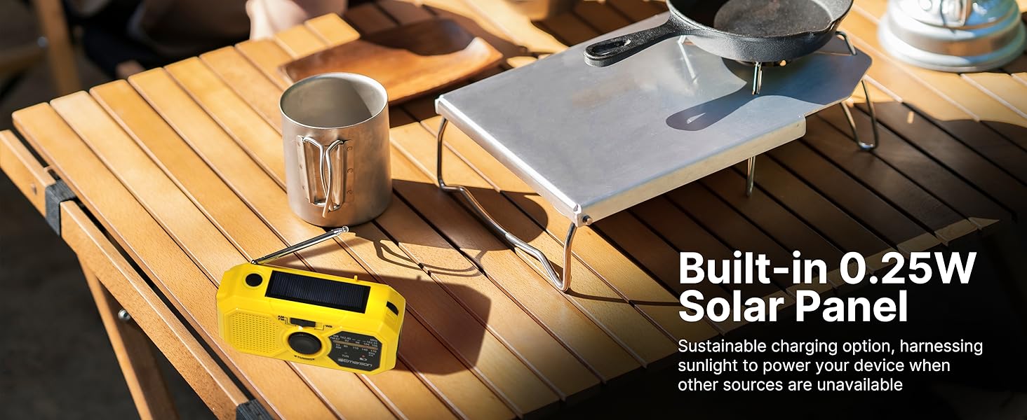 Solar powered solar charging emergency pocket radio NOAA Weatherband Extreme Storm Alert speaker