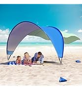 TOBTOS UPF 50+ Pop Up Beach Tent, Easy Set Up Beach Umbrella, Sun Shelter for 2-3 People UV Prote...