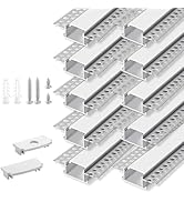 hunhun 10-Pack 6.6ft/2Meter Plaster-in, trimless recessed LED Aluminum Channel with Flange, led C...