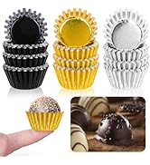 Whaline 300Pcs Graduation Mini Cupcake Liners Congrats Grad Foil Baking Cups Black Gold Silver Fo...