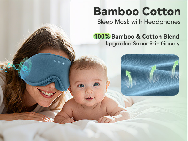 3D Bamboo Cotton Sleep Mask with Bluetooth 5.4 Headphone