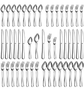 PHILIPALA 40 Piece Silverware Set, Stainless Steel Flatware Set for 8 Food Grade Cutlery Utensil ...