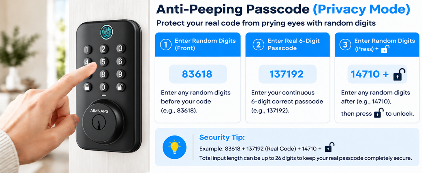 anti peeping passcode scramble pin door lock protect real code security