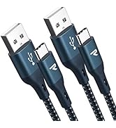 RAMPOW Fast Charging USB C Cable [6.5ft, 2-Pack, QC 3.0] - Nylon Braided USB Type C Cable - 3A Sa...