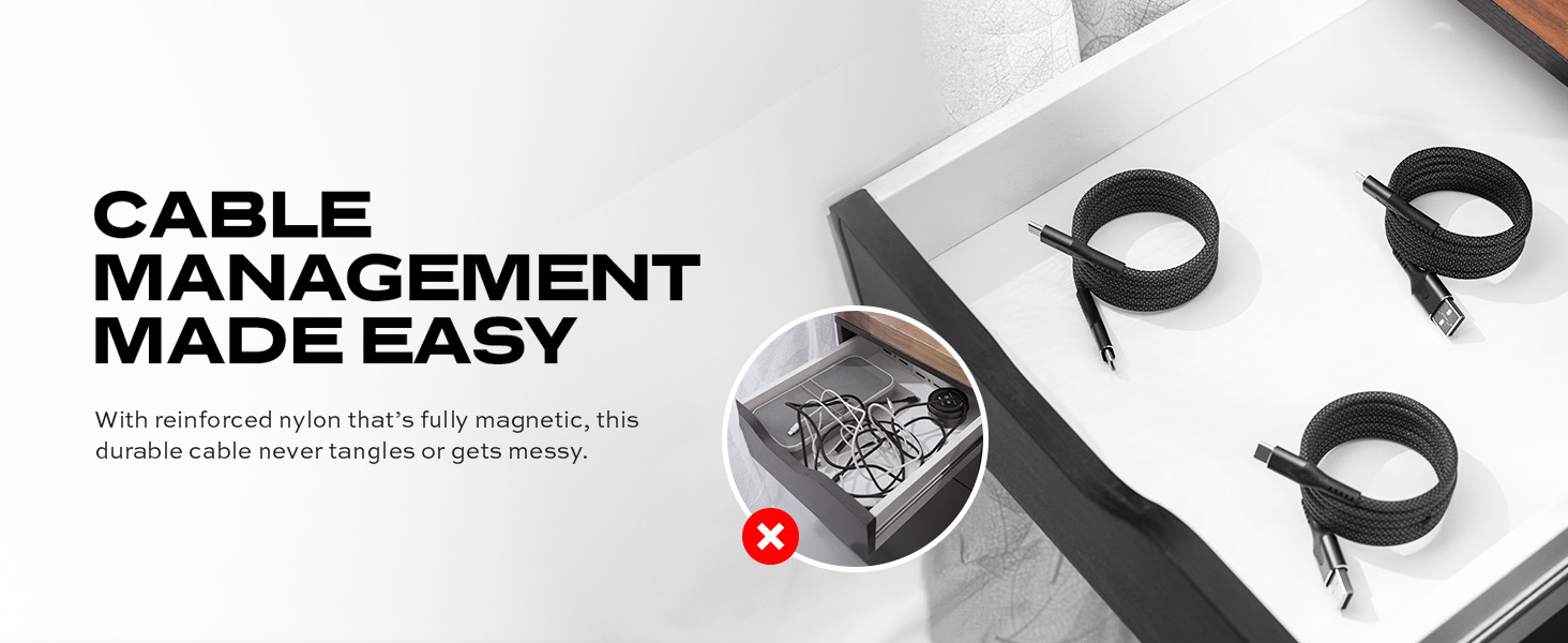 statik magstack charging cable USB A to USBC USB C USB-C magnetic coil organization organizing data