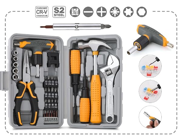 T-handle ratchet wrench apartment toolkit office repair tools beginner home maintenance toolbox