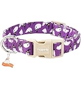 Faygarsle Halloween Dog Collar with Charm, Purple with Ghost Pattern, Adjustable Pet Collar for S...