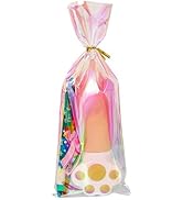 MITOB Cellophane Treat Bags with Twist Ties 50 Pack Plastic Pet Birthday Party Favor Supplies for...