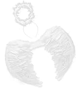 Jackcell Angel Wings and Halo Headband For Kids Costumes, Feather Dress up Fancy Cosplay Party Fo...