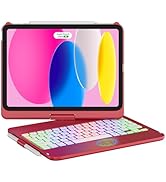 CC Store Touchpad Keyboard Case for iPad (A16) 11th Gen 2025/10th Gen 2022, 7 Color Backlit,360° ...
