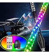 Nilight - TL-27 2PCS 4FT Spiral RGB Led Whip Light with Spring Base Chasing Light RF Remote Contr...