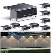 Solar Fence Lights Outdoor - 3000/4000/6000K 3 Mode, IP65 Waterproof Fence Lights Solar Powered, ...