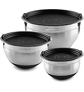 Bellemain Mixing Bowls with Lids Set - Stainless Steel Mixing Bowls with Airtight Lids - Food Sto...