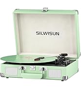 Portable Suitcase Record Player, Bluetooth Vinyl Turntable with Rechargeable Battery, 3-Speed LP ...