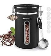 Coffee Canisters with Window,Scoop and Airtight Lid Stainless Steel Kitchen Bean Storage Grounds ...