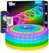 maylit 360 Degree Luminous Reticulate Weave Rope Lights, 10ft Addressable ICRGB LED Strip Lights,...