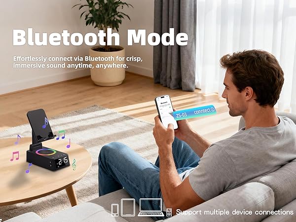 alarm clock white noise machine sound machine bluetooth speaker wireless speaker phone stand