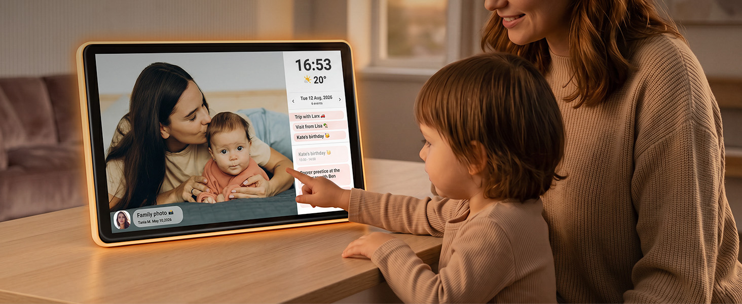 10.1 inch digital photo frame with AI color-changing neon ambient light