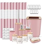 IMAVO Pink Bathroom Set,23 Pcs Bathroom Accessories Set with Shower Curtain,Trash Can,Soap Dispen...