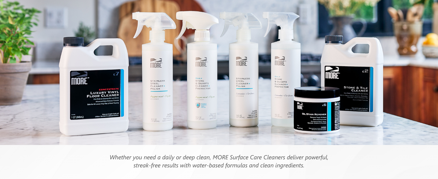 MORE Surface Care, Cleaners, streak-free results with water-based formulas and clean ingredients.