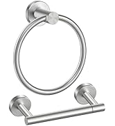 FORIOUS Brushed Nickel Toilet Paper Holder Wall Mount, SUS304 Stainless Steel Hand Towel Ring, Si...