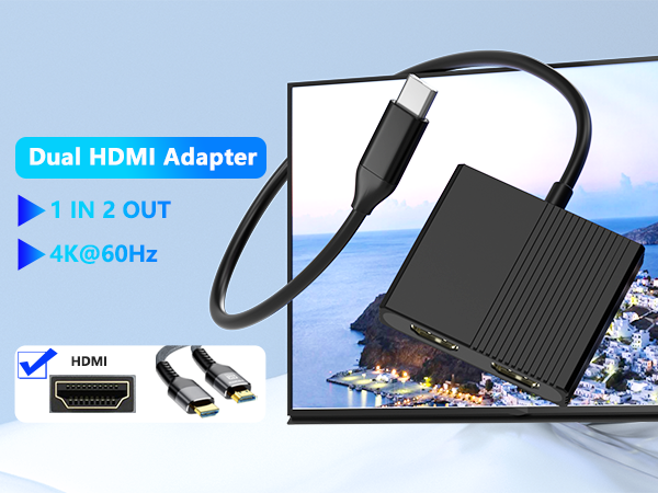 Dual HDMI Adapter for 2 Monitors