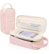 SKYDUE Pink Pencil Case for Girls - Aesthetic Pencil Bag with Multi-Compartment, Large Capacity Z...
