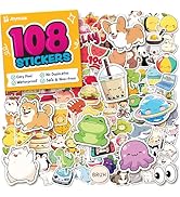 Cute Stickers for Kids - Kawaii Water Bottle Stickers for Teens - 108pc Teacher Reward for Kids C...