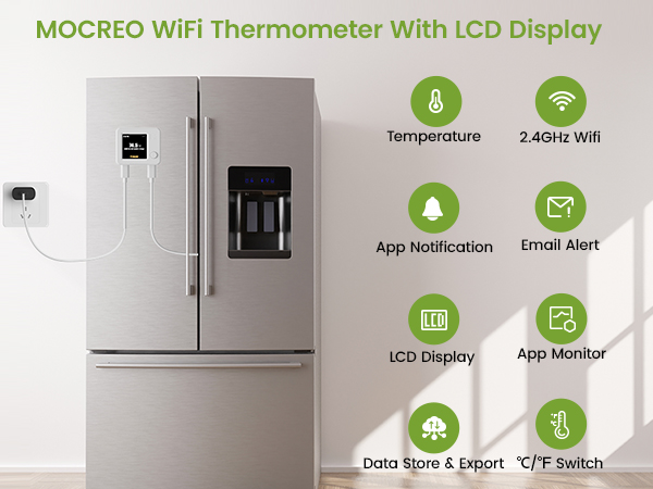 MOCREO WiFi Thermometer With LCD Display