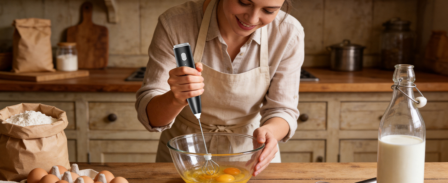 Baking Milk Frother: Whisk Eggs, Mix Cake Batter, Essential Kitchen Tool for Home Bakers