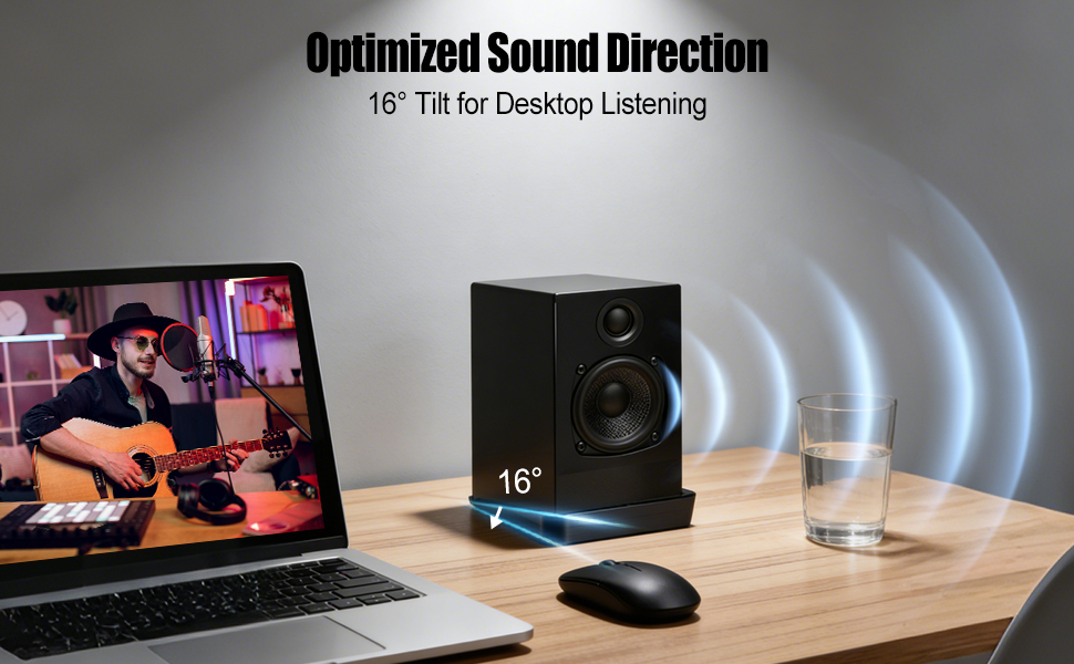 Optimized Sound Direction 16° Tilt for Desktop Listening