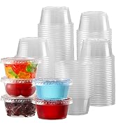 [130 Sets - 2 Oz ] Jello Shot Cups, Small Plastic Containers with Lids, Airtight and Stackable Po...