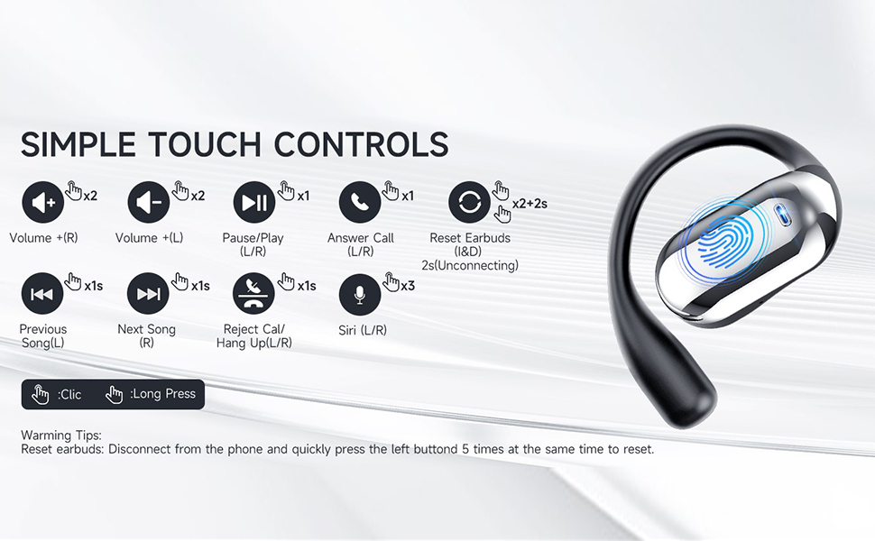 Open Ear Clip Wireless Earbuds