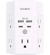 Surge Protector, USB Wall Charger, 5 Outlet Extender with 4 USB Ports, 3-Sided 1800J Power Strip ...
