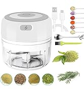 Electric Herb Grinder with Mini Scoop &amp; Brush - 3.5-Inch 3.4oz USB Cordless, Adjustable Coarse to...