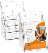FUCDTEFC 2 Pack Acrylic Brochure Holder 8.5x11 &amp; 4 x9 Inches, Clear 4 Tier Magazine Holder Brochu...