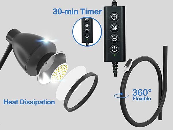 Desk Lamp Reading Light LED Clamp Lamp Flexible Gooseneck Clip on Light for Bed Bedside