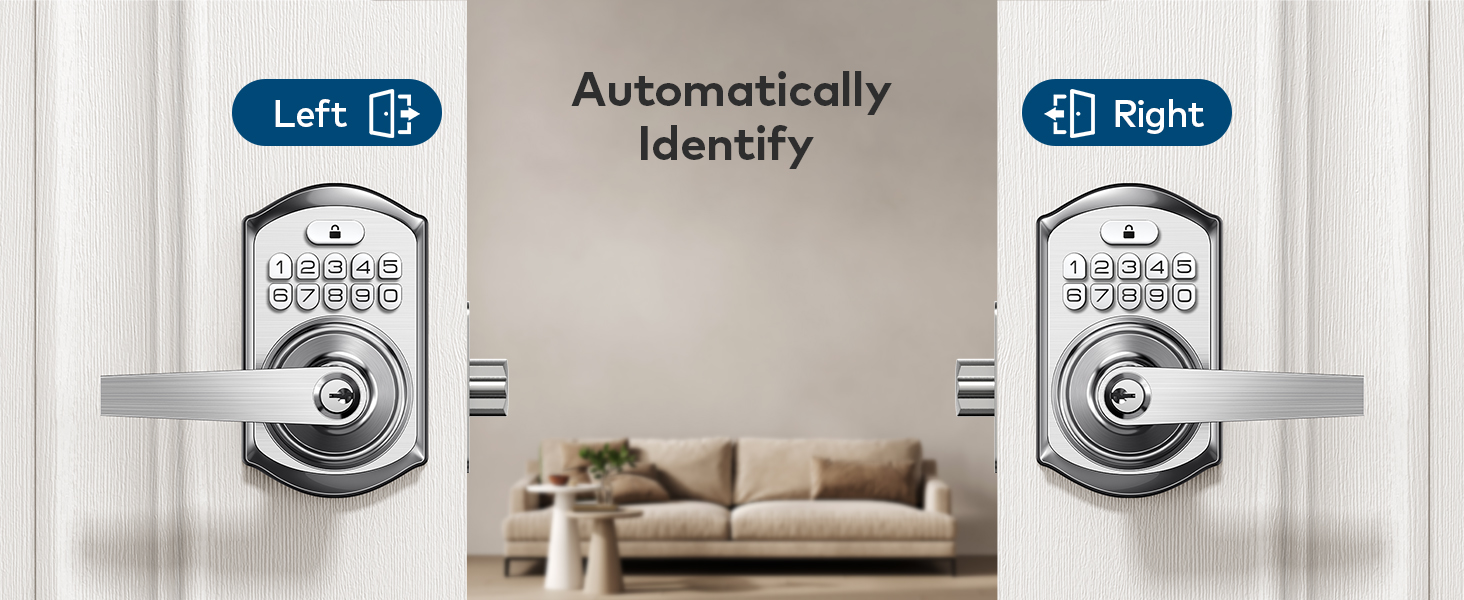 Automatically detects left- or right-handed doors