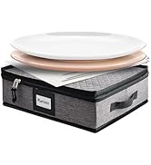 Platter Storage Case – Fine China Storage Containers Hard Shell, Quilted and Stackable 16”x 12.5”...