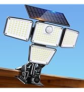 Clip on Solar Lights for Fence, 1Second Installation Motion Sensor Security Lights with Remote Co...