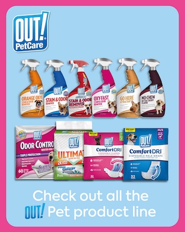 Out Petcare stain &amp;amp; odor products, dog diapers, training sprays, dog pads, dog wraps, cat cleaning