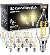 TJOY LED Candelabra Bulb Dimmable, 60W Equivalent LED Chandelier Light Bulbs, 5.5W 2700K Warm Whi...