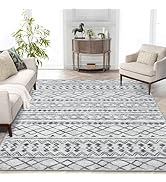 KUTA Area Rug 5x7 Grey, Washable Boho Large Living Room Rug Moroccan Rug Non-Slip, Ultra Soft Geo...