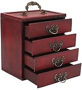 Natudeco Vintage Wooden Jewelry Box Jewelry Organizer Case Large Jewelry Drawer Box Retro Wood Je...