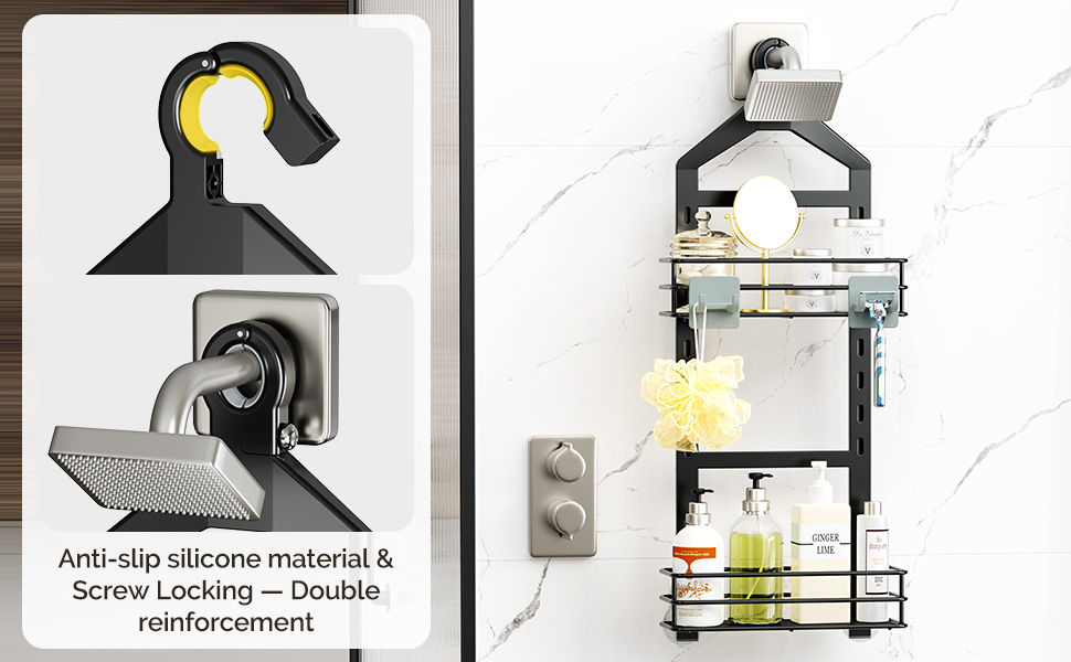 Orimade Adjustable Anti-slip Shower Caddy Shower Head, Rustproof Bathroom Hanging Shower Organizer
